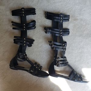 Black/Gold Studded Gladiator Sandals-NWOT